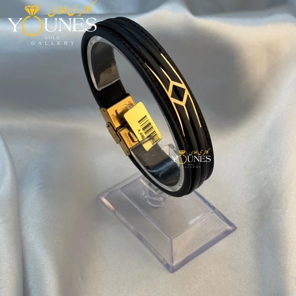 دستبند طلا چرم مردانه لوزی L138